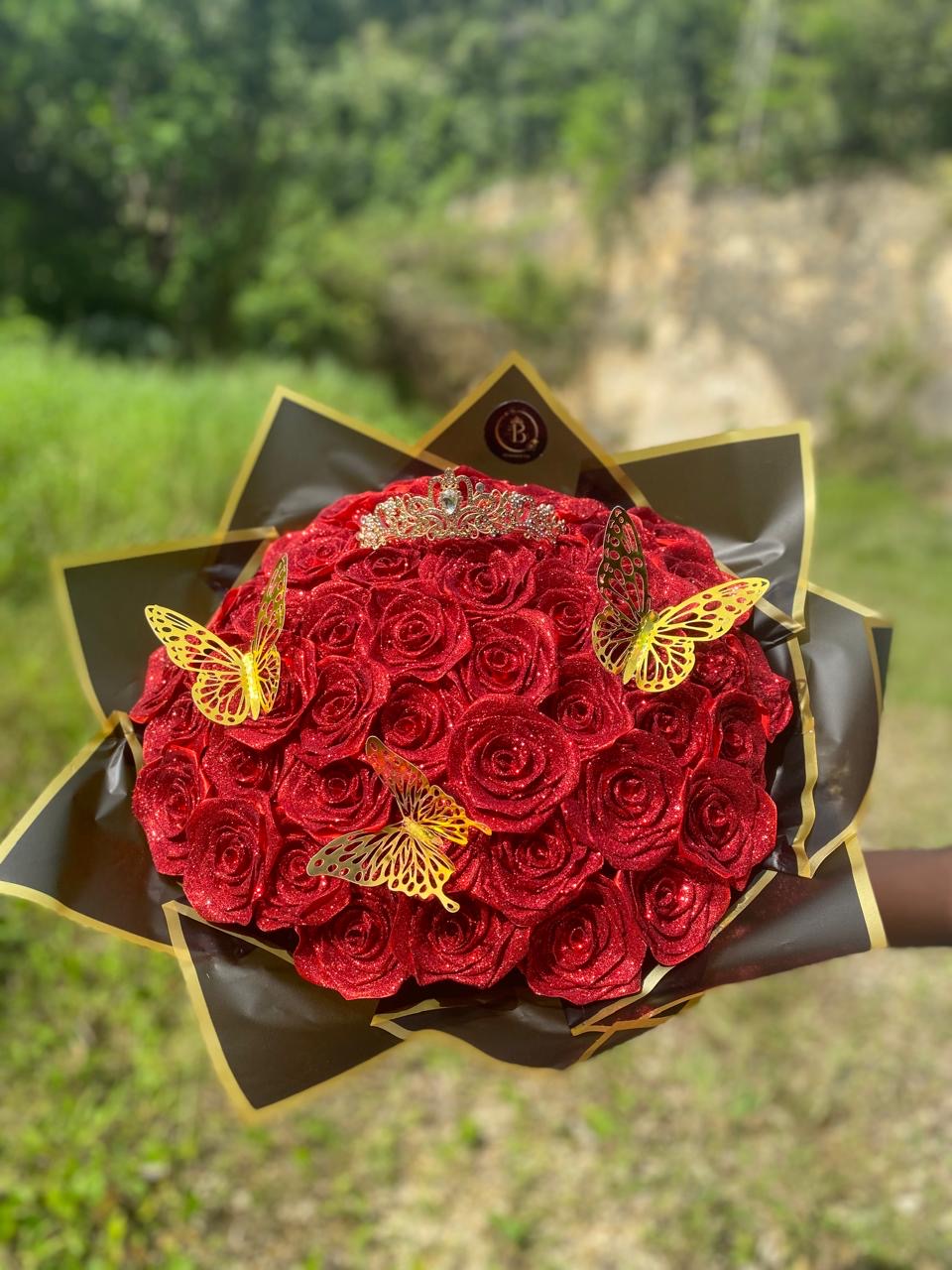 Bouquet de 50 rose en satin