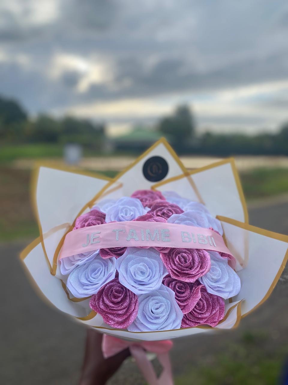 Bouquet de 20 rose en satin
